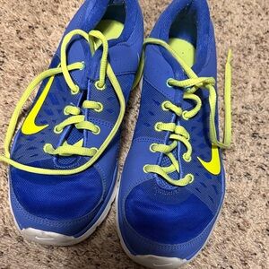 Nike Purple and Neon Yellow Athletic Shoes